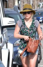 HILARY DUFF in Denim Shorts Out in West Hollywood 04/19/2016