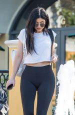 KYLIE JENNER in Tights at Sugarfish in Calabasas 04/26/2016