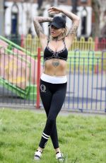 JEMMA LUCY Working Out at a Park in Manchester 03/28/2016
