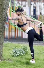 JEMMA LUCY Working Out at a Park in Manchester 03/28/2016