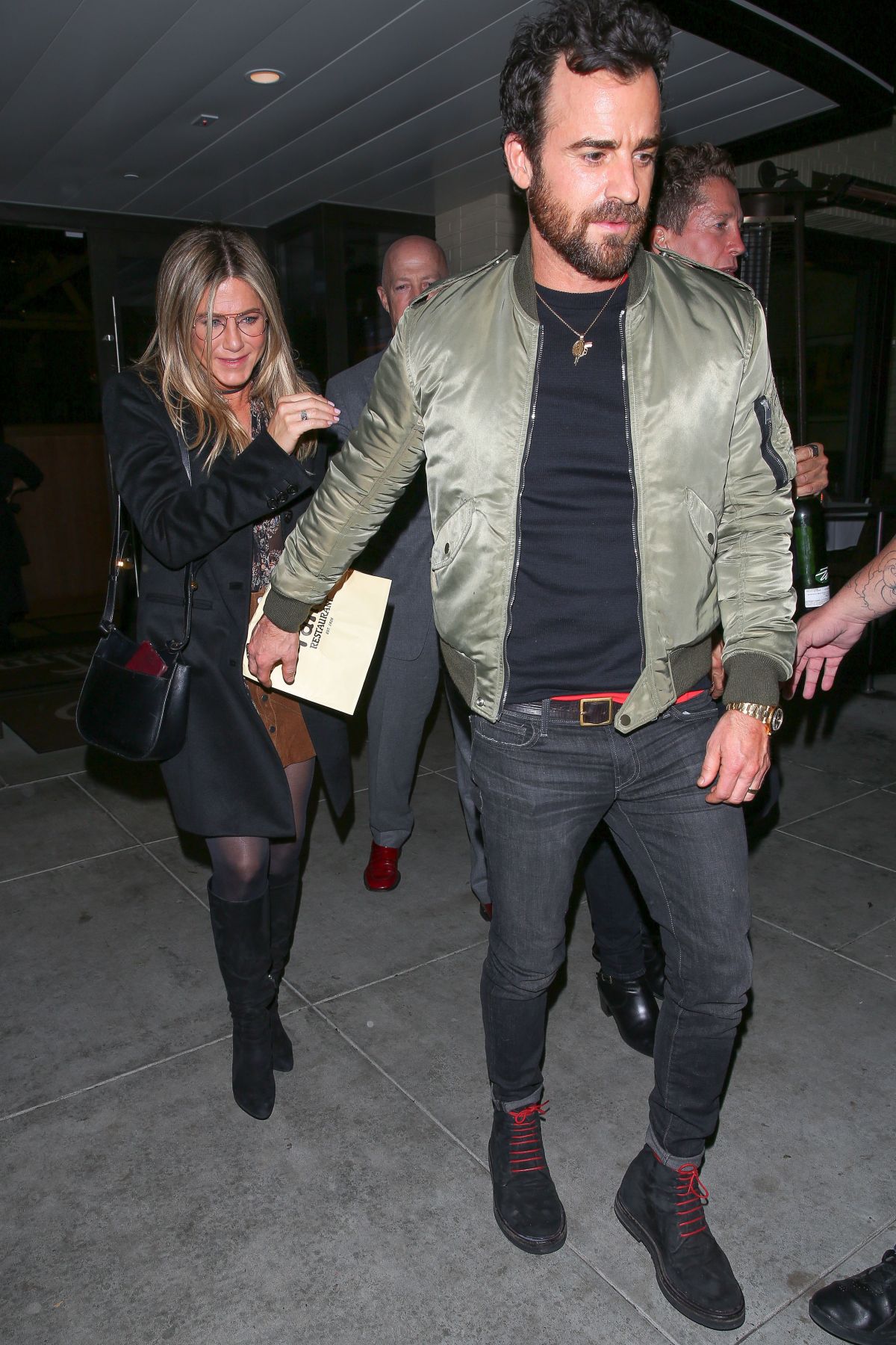 JENNIFER ANISTON and Justin Theroux at Palm Restaurant in Beverly Hills ...