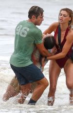 KELLY ROHRBACH on the Set of Baywatch