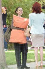 LILY COLLINS on the Set of 