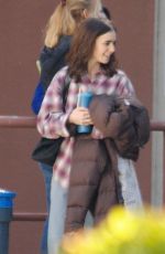 LILY COLLINS on the Set 