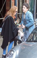 LINDSAY LOHAN and Egor Tarabasov Out in Soho 04/15/2016