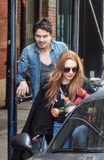 LINDSAY LOHAN and Egor Tarabasov Out in Soho 04/15/2016