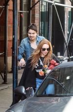 LINDSAY LOHAN and Egor Tarabasov Out in Soho 04/15/2016
