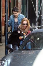 LINDSAY LOHAN and Egor Tarabasov Out in Soho 04/15/2016