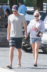 MILEY CYRUS in Denim Shorts Out in Byron Bay 04/29/2016