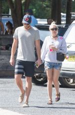 MILEY CYRUS in Denim Shorts Out in Byron Bay 04/29/2016