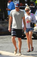 MILEY CYRUS in Denim Shorts Out in Byron Bay 04/29/2016