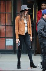 NINA DOBREV Leaves Her Hotel in New York 04/10/2016