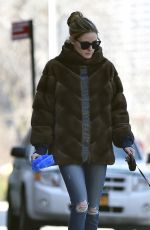 OLIVIA PALERMO Walks Her Dog Out in New York 04/13/2016