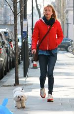 SARA COX Walks Her Dog Out in London 03/22/2016