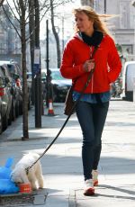 SARA COX Walks Her Dog Out in London 03/22/2016