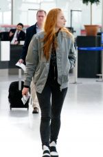 SOPHIE TURNER at Heathrow Airport in London 04/08/2016