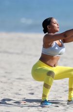SUNDY CARTER Works Out with Natasha Fett at a Beach in Malibu 03/23/2016