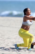 SUNDY CARTER Works Out with Natasha Fett at a Beach in Malibu 03/23/2016
