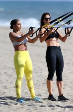 SUNDY CARTER Works Out with Natasha Fett at a Beach in Malibu 03/23/2016