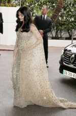 AISHWARYA RAI Leaves Martinez Hotel in Cannes 05/14/2016