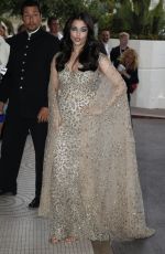 AISHWARYA RAI Leaves Martinez Hotel in Cannes 05/14/2016