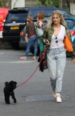 ASHLEY JAMES Walks Her Dog Out in London 05/13/2016