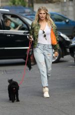 ASHLEY JAMES Walks Her Dog Out in London 05/13/2016