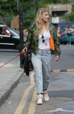 ASHLEY JAMES Walks Her Dog Out in London 05/13/2016