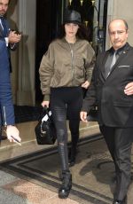 BELLA HADID Leaves Her Hotel in Paris 05/28/2016