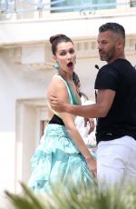 BELLA HADID on the Set of a Photoshoot in Cannes 05/18/2016