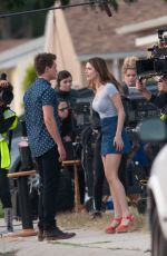 BELLA THORNE in Mini Skirt on the Set of 