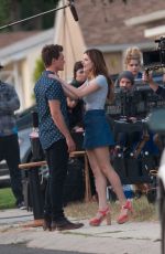 BELLA THORNE in Mini Skirt on the Set of 