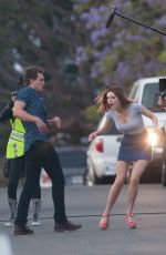 BELLA THORNE in Mini Skirt on the Set of 