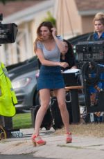 BELLA THORNE in Mini Skirt on the Set of 