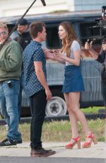 BELLA THORNE in Mini Skirt on the Set of 