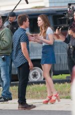 BELLA THORNE in Mini Skirt on the Set of 