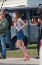 BELLA THORNE in Mini Skirt on the Set of 