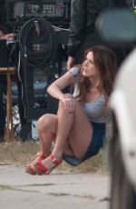 BELLA THORNE in Mini Skirt on the Set of 