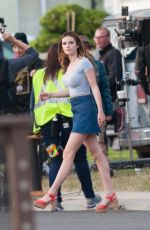 BELLA THORNE in Mini Skirt on the Set of 