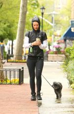 CLAIRE DANES Walks Her Dog Out in New York 05/04/2016