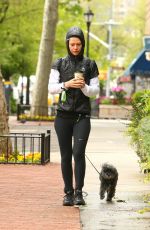 CLAIRE DANES Walks Her Dog Out in New York 05/04/2016