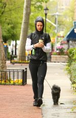 CLAIRE DANES Walks Her Dog Out in New York 05/04/2016