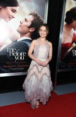 EMILIA CLARKE at Me Before You Premiere in New York 05/23/2016