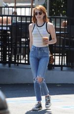 EMMA ROBERTS in Ripped Jeans Out for Coffee in Los Angeles 05/12/2016