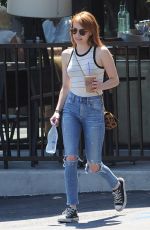 EMMA ROBERTS in Ripped Jeans Out for Coffee in Los Angeles 05/12/2016