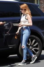 EMMA ROBERTS in Ripped Jeans Out for Coffee in Los Angeles 05/12/2016