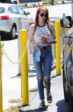 EMMA ROBERTS in Ripped Jeans Out for Coffee in Los Angeles 05/12/2016