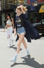 GIGI HADID in Denim Shorts Out and About in New York 05/11/2016