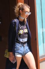 GIGI HADID in Denim Shorts Out and About in New York 05/11/2016