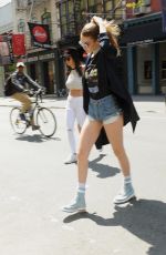 GIGI HADID in Denim Shorts Out and About in New York 05/11/2016